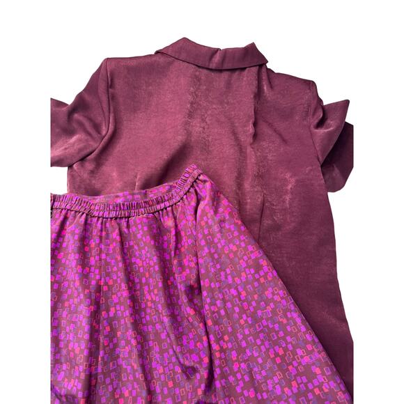 Vintage Leslie Fay Plum Jewel Tone 3 Piece Skirt Set Size 12 Petite Secretary - Picture 10 of 13